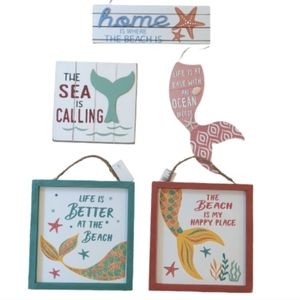 5 Piece Wooden Beach Home Decor Set